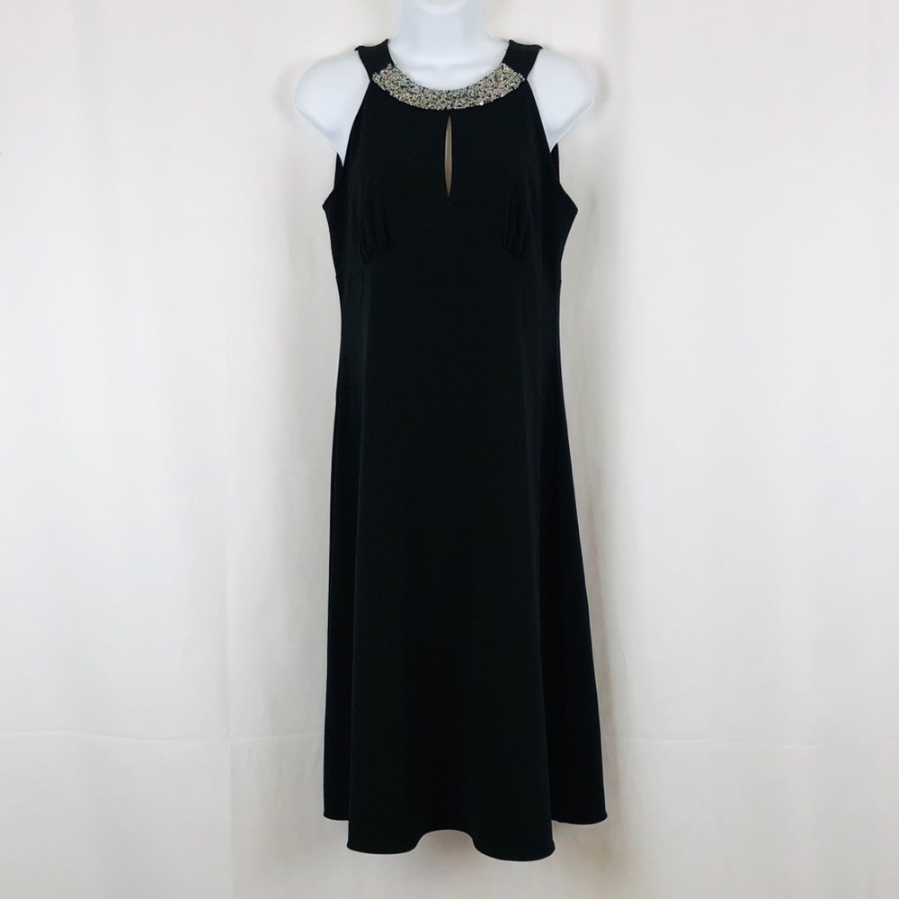Alfani embellished neckline sleeveless LBD M